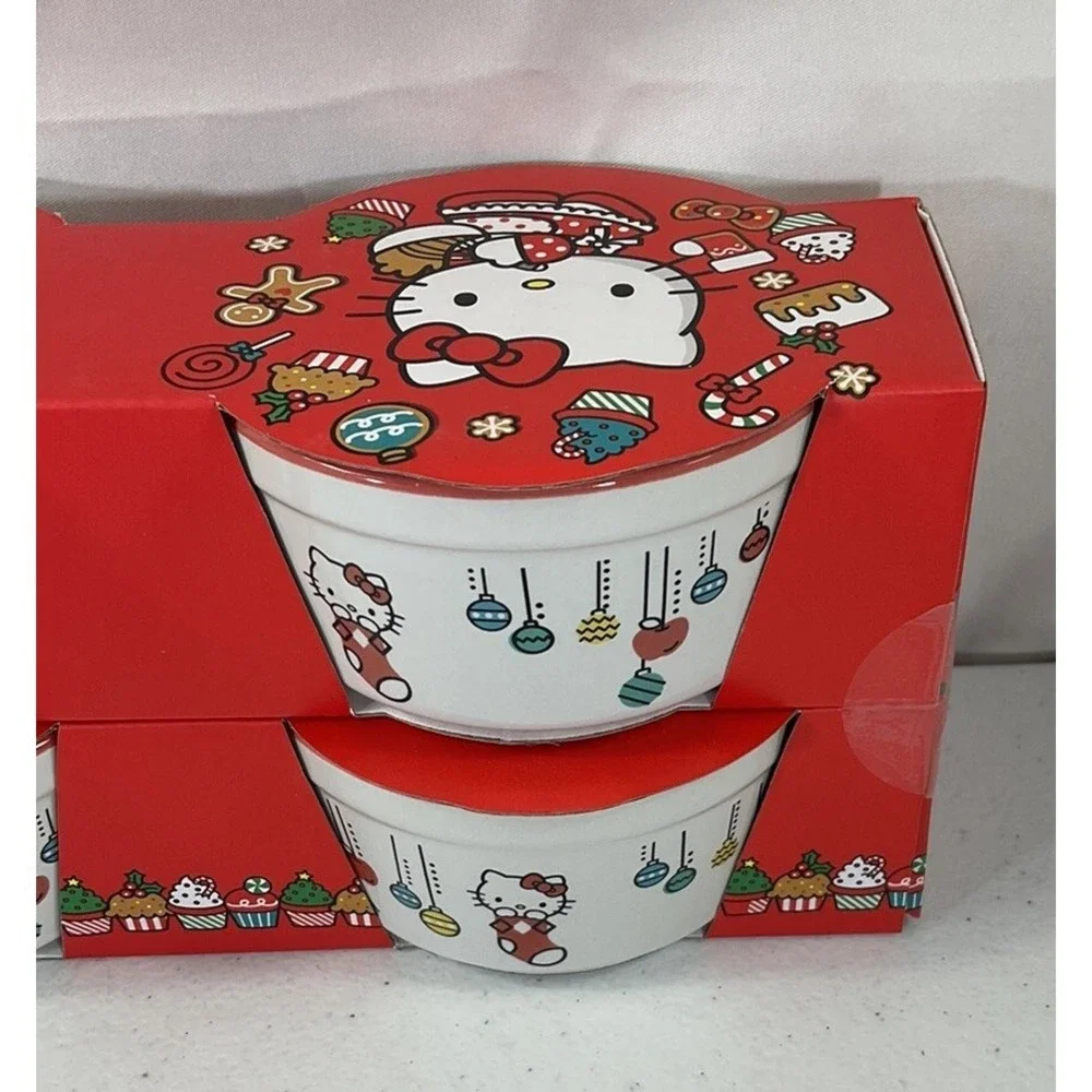 Sanrio Hello Kitty Christmas Ornaments Holiday Set Of 4 Baking Ramekins